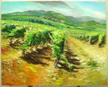 Peinture intitulée "Vine rows" par Darius Laumenis, Œuvre d'art originale, Huile