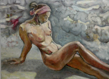 Peinture intitulée "femme-assise.jpg" par Darius Laumenis, Œuvre d'art originale