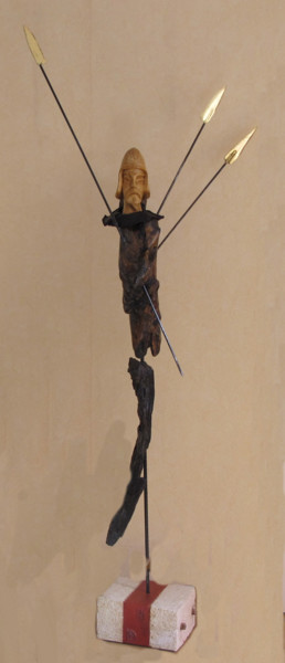 Sculpture titled "2016-10-18-samurail…" by François-Xavier Launes, Original Artwork, Wood