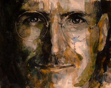 Painting titled "Steve Jobs" by Laur Iduc, Original Artwork, Watercolor