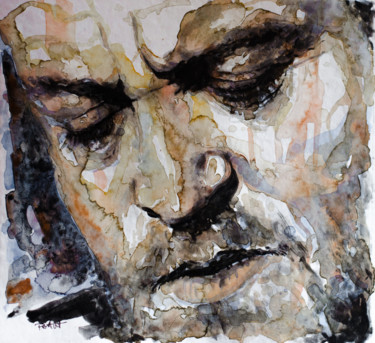 Painting titled "Joe Cocker" by Laur Iduc, Original Artwork, Watercolor