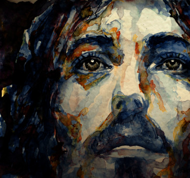 Painting titled "Jésus-Christ" by Laur Iduc, Original Artwork, Watercolor