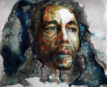 Painting titled "Bob Marley" by Laur Iduc, Original Artwork, Watercolor
