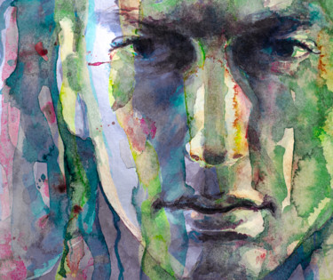 Painting titled "Eminem 4" by Laur Iduc, Original Artwork, Watercolor