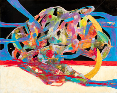 Pittura intitolato "Oltre la linea rossa" da Laura Alunni, Opera d'arte originale, Smalto