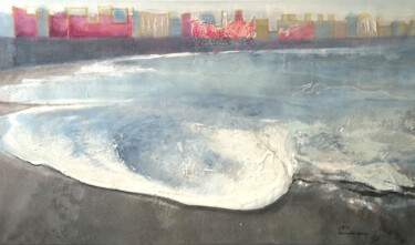 Malarstwo zatytułowany „SEASCAPE WITH CITY…” autorstwa Laura Benaglia Nones, Oryginalna praca, Akryl