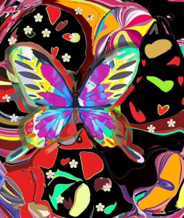 Digital Arts titled "Effet papillon" by Laura-Carole Von Borzyskowski, Original Artwork, Digital Painting