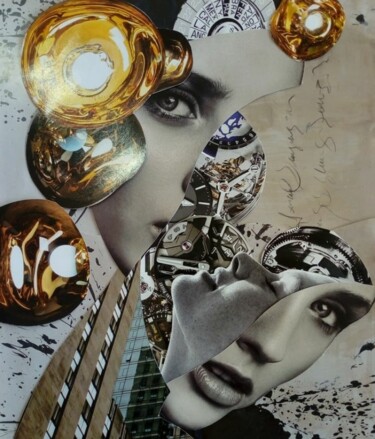 Collages titled "Mujer moderna" by Laura Dangelo, Original Artwork, Collages