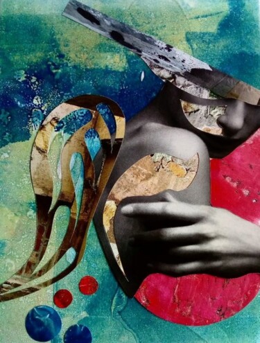 Collages titulada "Mi pensamiento" por Laura Dangelo, Obra de arte original, Collages