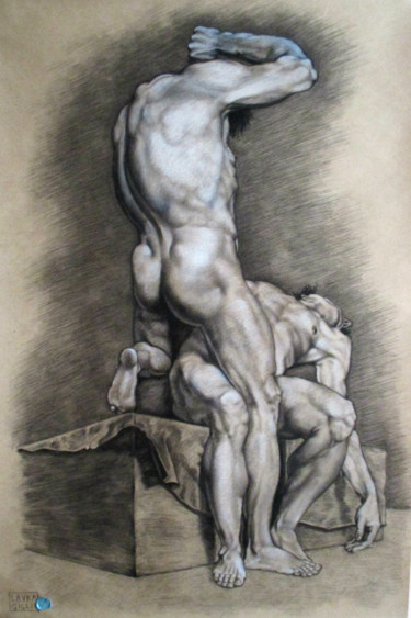 Disegno intitolato "Struttura Uomo #01" da Laura Gigli, Opera d'arte originale, Carbone