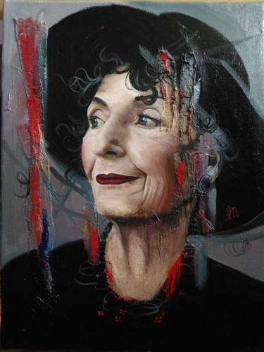 Painting titled "Ritratto di "signor…" by Laura Muolo, Original Artwork, Oil Mounted on Other rigid panel