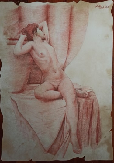 Tekening getiteld "studio di figura -…" door Laura Muolo, Origineel Kunstwerk, Conté