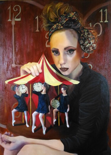 Pittura intitolato "IL CODICE DI CRONOS" da Laura Muolo, Opera d'arte originale, Olio