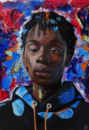 Peinture intitulée "uomo di colore" par Laura Muolo, Œuvre d'art originale, Huile