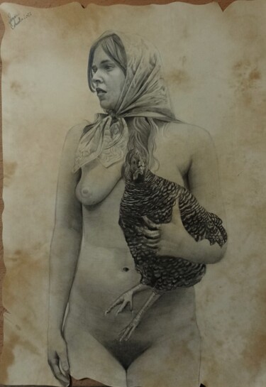 Dessin intitulée "Studio di nudo #10" par Laura Muolo, Œuvre d'art originale, Graphite