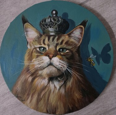 Pittura intitolato "Re Gatto" da Laura Muolo, Opera d'arte originale, Olio