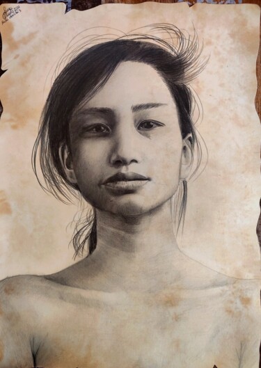 Dibujo titulada "nuda identità #3" por Laura Muolo, Obra de arte original, Grafito