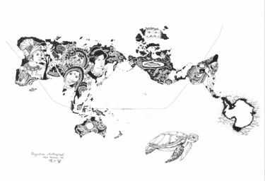 Desenho intitulada "Carte du monde Auth…" por Laura Renaudin, Obras de arte originais, Canetac de aerossol