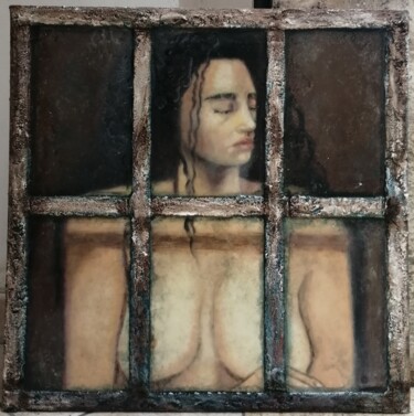 Pittura intitolato "donna in gabbia" da Laura Segatori, Opera d'arte originale, Olio