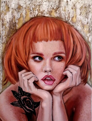 Painting titled "She n°50 dalla seri…" by Laura Segatori, Original Artwork, Oil Mounted on Wood Stretcher frame