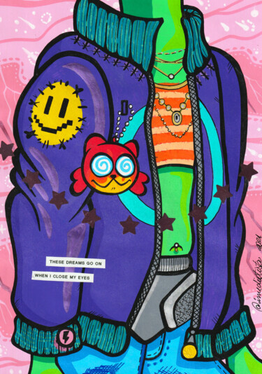 Schilderij getiteld "Space Girls Projetc…" door Laura Sichetti (Imediatista), Origineel Kunstwerk, Marker