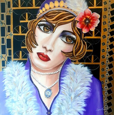 Painting titled "Année folle" by Laura Tanopoulos, Original Artwork, Acrylic Mounted on Wood Stretcher frame