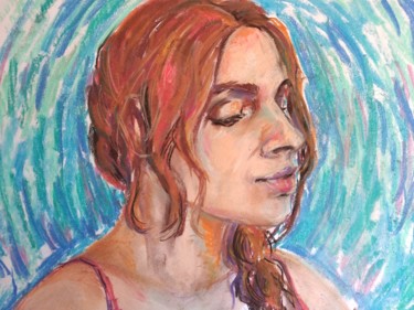 Dessin intitulée "Self-portrait" par Laura Tuča, Œuvre d'art originale, Pastel