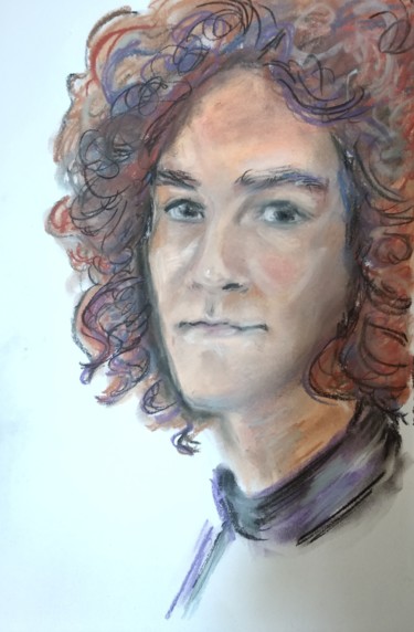 Dessin intitulée "Portrait of musician" par Laura Tuča, Œuvre d'art originale, Pastel