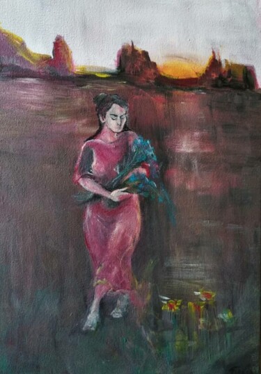 Painting titled "Persephone's morning" by Laura Tuča, Original Artwork, Acrylic