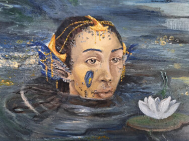 Картина под названием "She let the River a…" - Laura Tuča, Подлинное произведение искусства, Масло