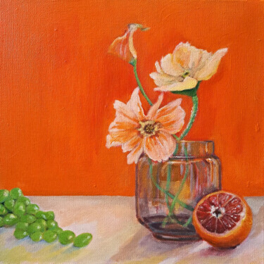 Malerei mit dem Titel "Orange still life w…" von Laura Tuča, Original-Kunstwerk, Acryl