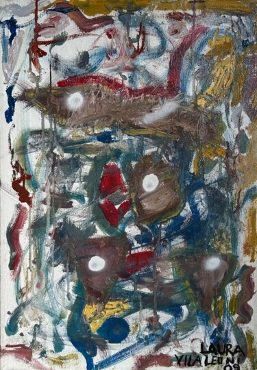 「Jackson Pollock」というタイトルの絵画 Laura Vila Leoniによって, オリジナルのアートワーク, オイル ウッドストレッチャーフレームにマウント