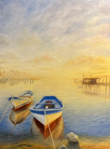 Malerei mit dem Titel "Mediterraneo" von Laura Vincelli, Original-Kunstwerk, Öl