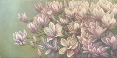 Malerei mit dem Titel "Magnolia giapponese" von Laura Vincelli, Original-Kunstwerk, Öl