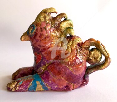 Sculpture intitulée "Animale della fortu…" par Laura Alunni, Œuvre d'art originale, Pâte polymère