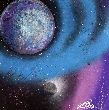 Painting titled "Cosmic Moon" by Laura Barbosa, Original Artwork, Acrylic