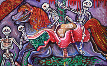 Painting titled "Circo de los Muertos" by Laura Barbosa, Original Artwork, Acrylic