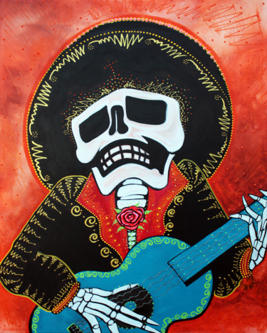 Painting titled "Mariachi Musician" by Laura Barbosa, Original Artwork, Acrylic