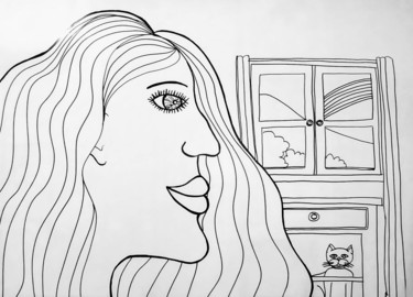 Dibujo titulada "Stay at home" por Laura Capurro, Obra de arte original, Tinta