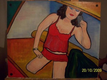 Schilderij getiteld "Sexy girl on the bed" door Laura Capurro, Origineel Kunstwerk