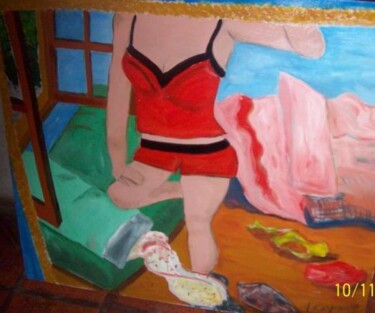 Painting titled "Sexy girl in her be…" by Laura Capurro, Original Artwork