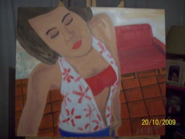 Картина под названием "Sexy girl and the r…" - Laura Capurro, Подлинное произведение искусства, Масло