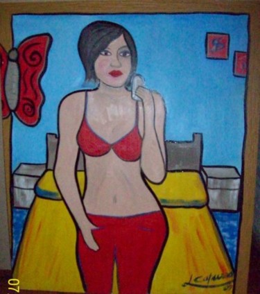 Pintura titulada "Chica sexy y maripo…" por Laura Capurro, Obra de arte original