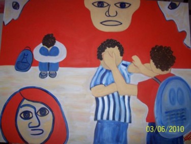 Peinture intitulée "Violencia escolar" par Laura Capurro, Œuvre d'art originale