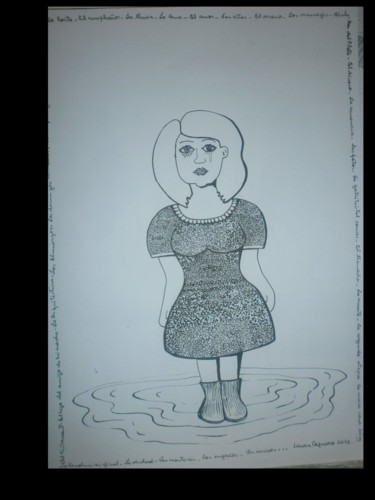 Dibujo titulada "Inundada" por Laura Capurro, Obra de arte original, Otro