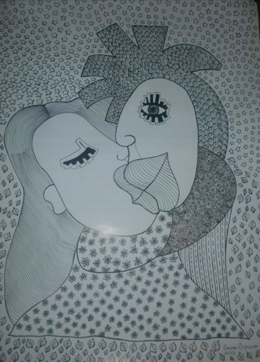 Dessin intitulée "Enamorada / In Love…" par Laura Capurro, Œuvre d'art originale, Autre
