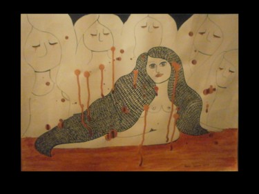 Dibujo titulada "Lagrimas de sangre…" por Laura Capurro, Obra de arte original