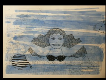 Dibujo titulada "Nadando, Swimming,…" por Laura Capurro, Obra de arte original, Otro