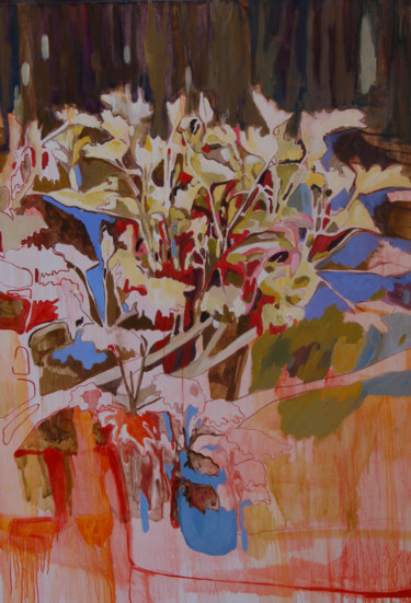 Painting titled "leaves XE03" by Laura Federici, Original Artwork, Oil