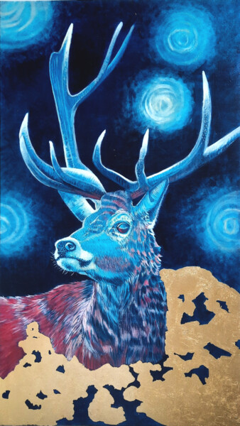 Картина под названием "Deep Blu" - Lauragreenart, Подлинное произведение искусства, Акрил Установлен на Деревянная рама для…